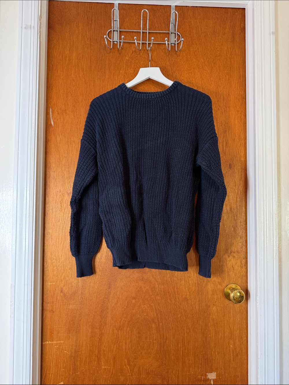 American Apparel Navy Chunky Knit Crewneck Sweater